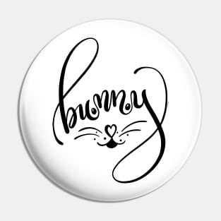 Bunny Word Art  Bunny Face Hand Lettered Design Pin