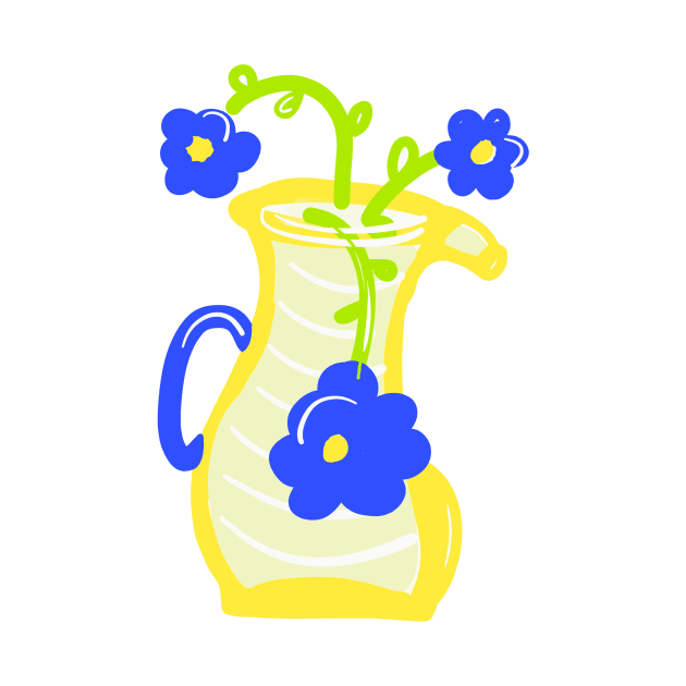 BLUE FLOWERS IN YELLOW JAR by aroba