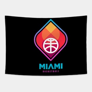 Modern Geometric Miami Heats Basketball Logo Redesign Tapestry