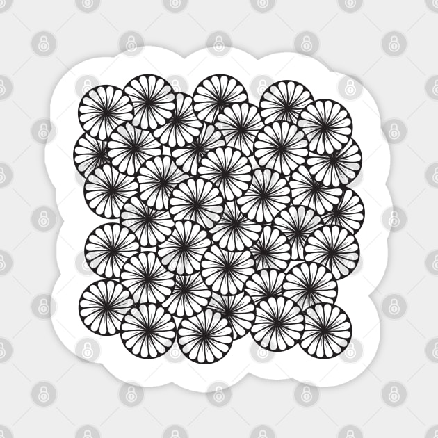 Flowers in circles layered pleasing pattern doodle hand drawn design Magnet by The Creative Clownfish