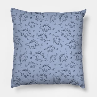 Cute Dinosaur Pattern Stegosaurus Dino Print Blue Pillow