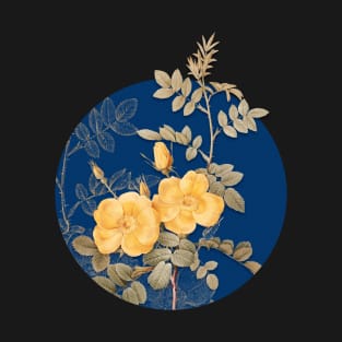 Vintage Yellow Sweetbriar Roses Botanical Illustration on Circle T-Shirt