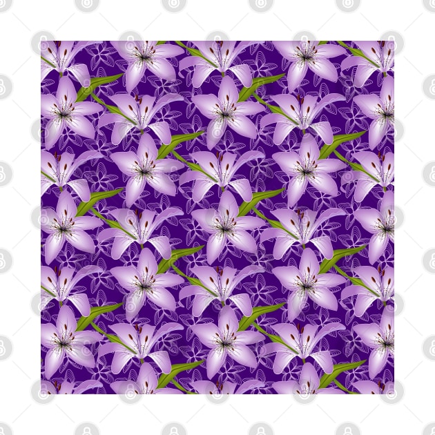 Purple Lily Flowers Pattern by Designoholic