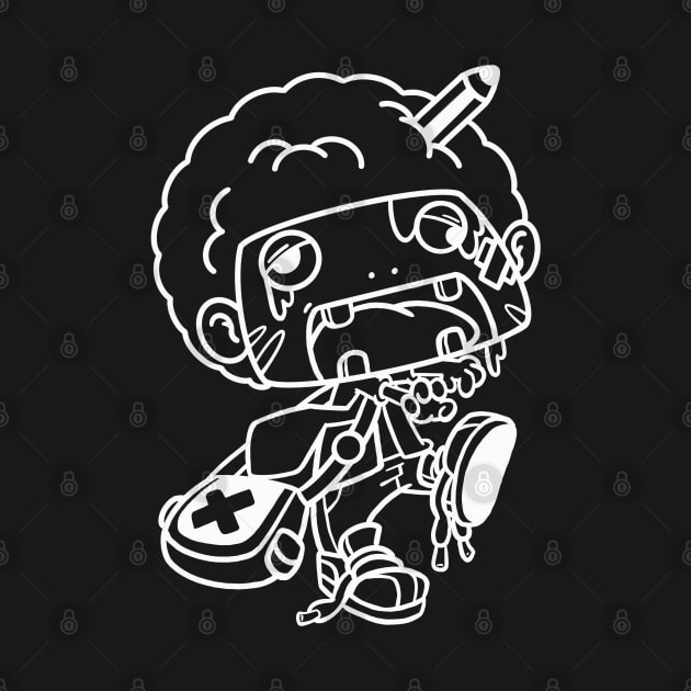 Afro Zombie White Outline | Front Full Design by Epy