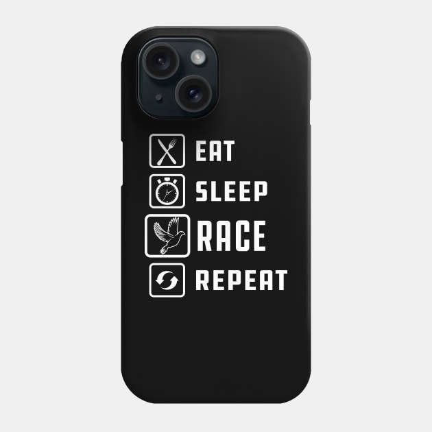 Racing Pigeon - Eat Sleep Race Repeat w Phone Case by KC Happy Shop