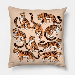 Cute tigers illustration Pillow