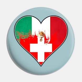 Mexican and Switzerland Heart Mix Heritage Flag Pin