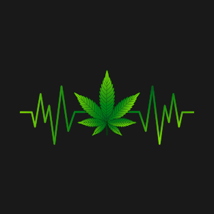 Marijuana Leaf Heartbeat T-Shirt