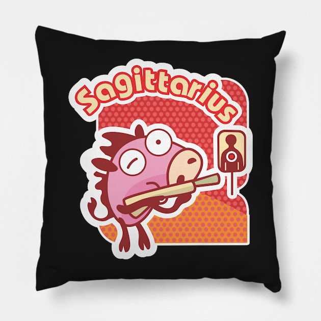 Sagittarius Colorful Zodiac Sign Cartoon November December Pillow by markz66