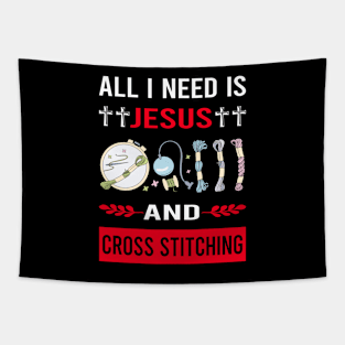 I Need Jesus And Cross Stitching Tapestry