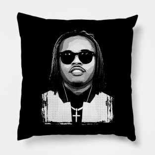 Gunna Pop Art Halftone Black and White Pillow