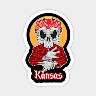 Skull Gangsta Kansas Magnet