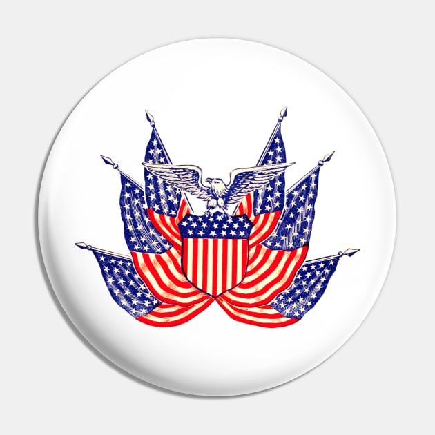 American Flags and Eagle Pin by MasterpieceCafe