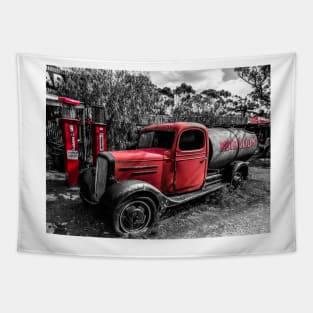Red Vintage Fuel Truck Tapestry