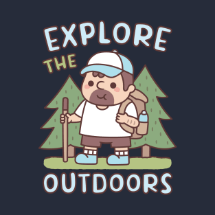 Cute Hiking Explore The Outdoors Cartoon T-Shirt