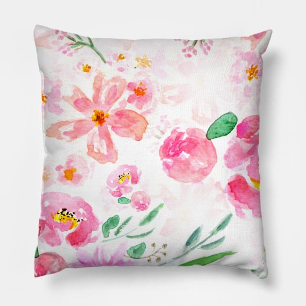 pink flowers pattern 1 Pillow by colorandcolor