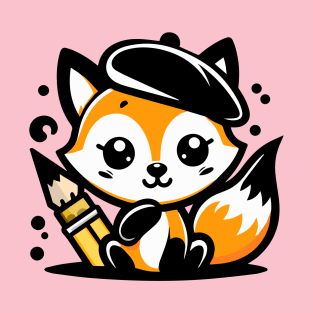 cute artist fox T-Shirt