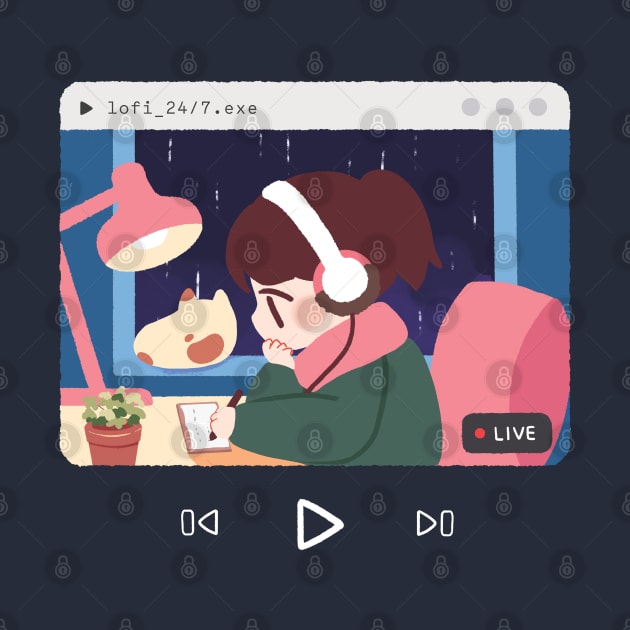 Lofi Hip-hop and chill sweater, YouTube, 24/7 Music Study Beats To Relax To, Kawaii Anime Aesthetic, red sweater grey sweater, sleeve print by mushopea