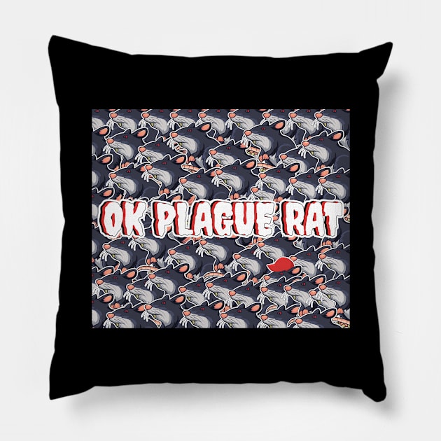 OK Plague Rat One Red Hat Crowd Design Print Square Pillow by aaallsmiles