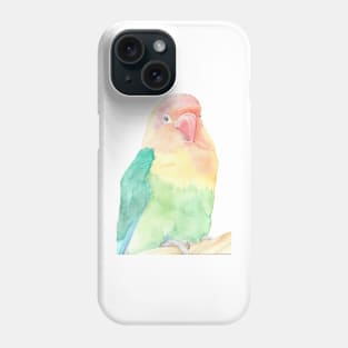 Lovebird watercolor portrait animal parakeet painting Phone Case