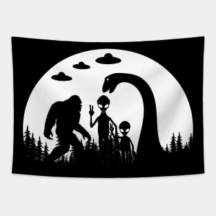 BIgfoot Nessie Ufo And Aliens Tapestry