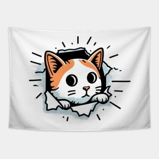 Cute cat peeking Tapestry