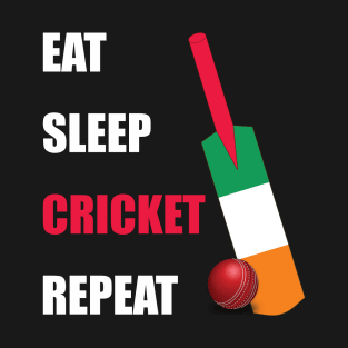 Eat Sleep Cricket Repeat Ireland Flag T-Shirt