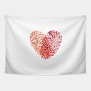 red fingerprint heart Tapestry