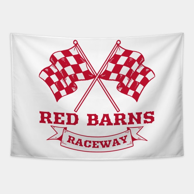 Red Barns Raceway Slot Car Racing Tapestry by KzooDesigns