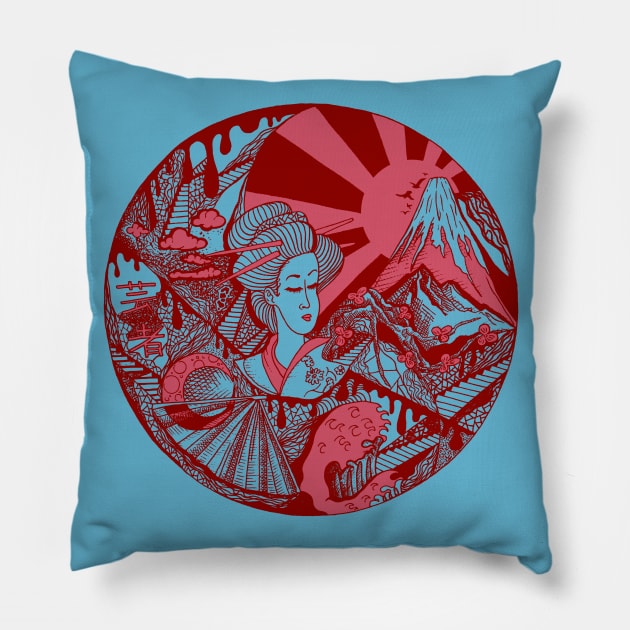 Pastel Tones Dreaming of Japan Pillow by kenallouis