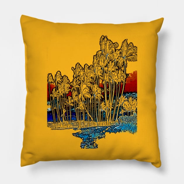 Beach Sunset Palms Beach Pillow by KZK101