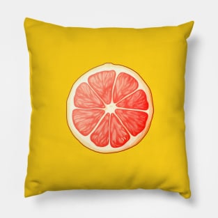 Slice of Grapefruit Illustration Pillow