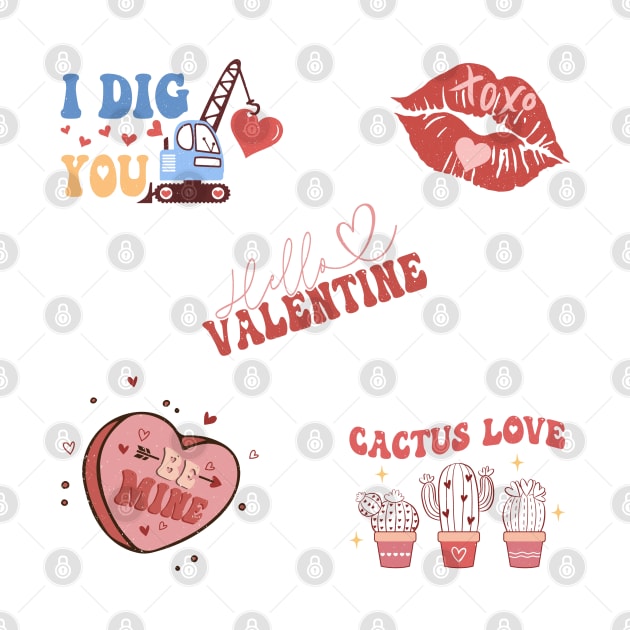 Retro Cute Valentine Stickers Pack by Yourfavshop600