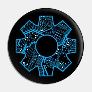 Blue Techie Circuit Board Gear Pin