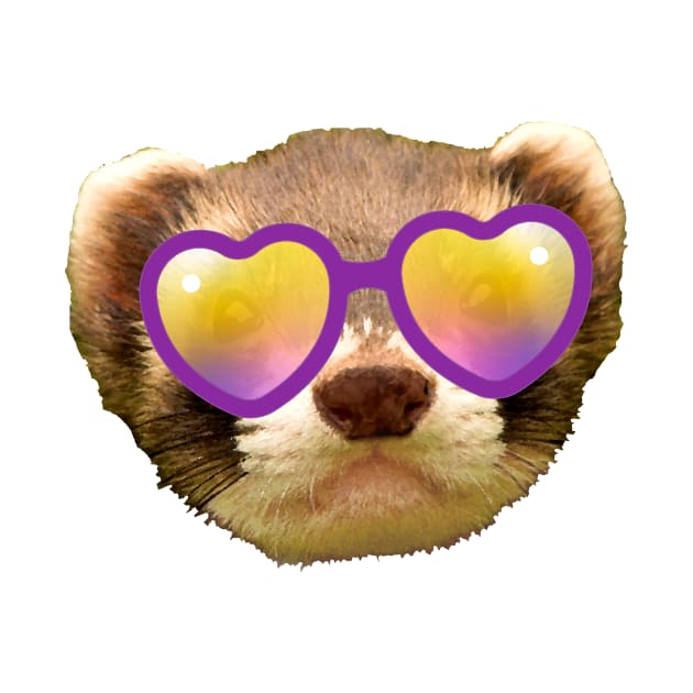 Cute Ferret in Heart-Shaped Sunglasses by CeeGunn