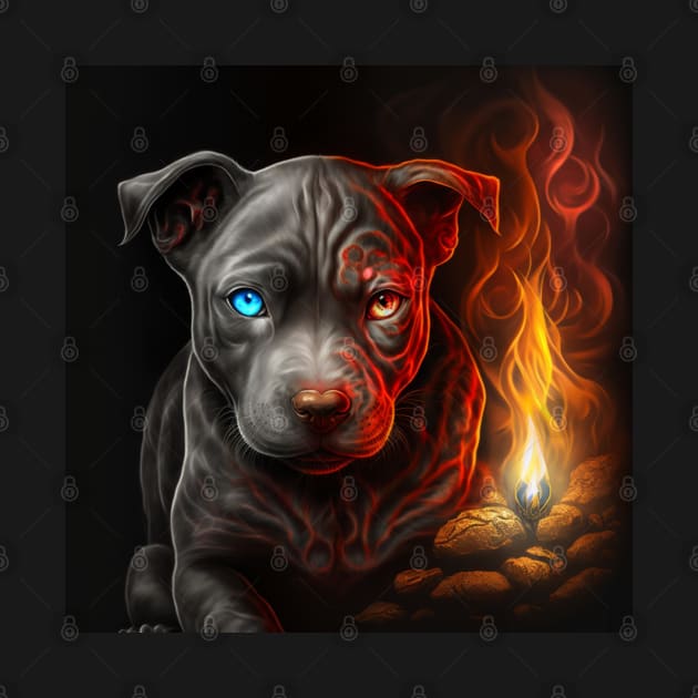 Devilish Pit Bull Puppy by Enchanted Reverie