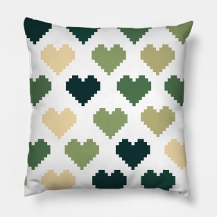 Pixel Jungle Hearts Pattern Pillow