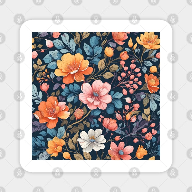 Retro Floral Reverie Vintage Magnet by GracePaigePlaza