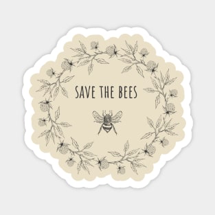 Wreath of clover flowers with save the bees Magnet