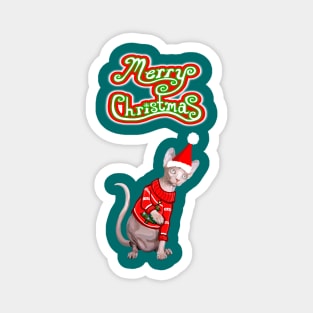 Merry Christmas Sphynx Cat Magnet