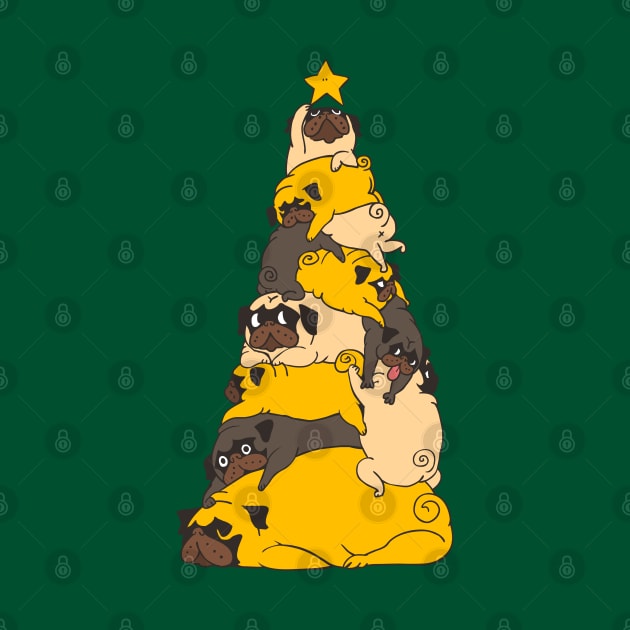 Christmas Tree Pugs by huebucket