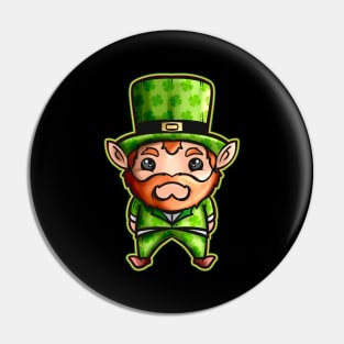 Cute Kawaii Irish Elf With Shamrock Hat For St Patricks Day Pin