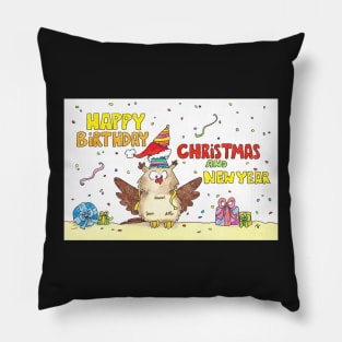 Happy Birthday, Christmas and New Year Pillow