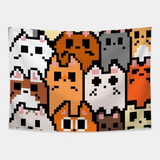 Kawaii Pixel art Cat Pattern Tapestry