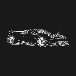 Pagani Huayra Supercar Racing Wireframe White T-Shirt