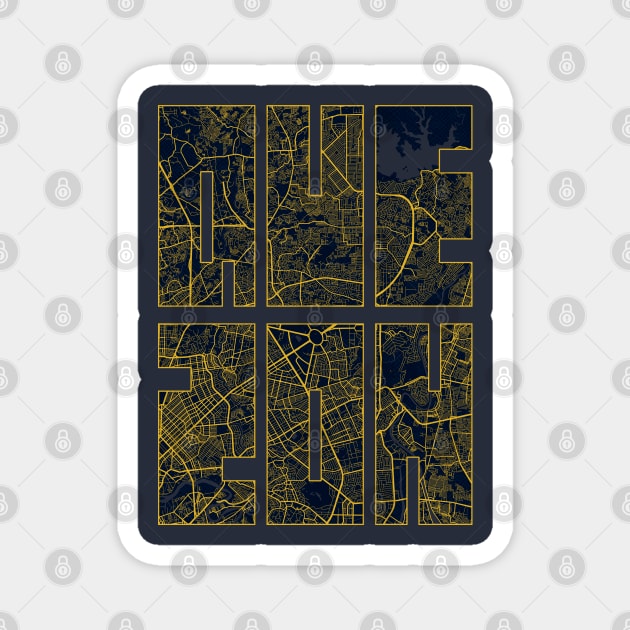 Quezon, Philippines City Map Typography - Gold Art Deco Magnet by deMAP Studio