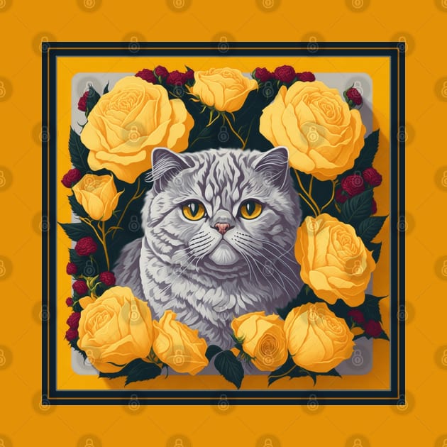 Persian cat. Style vector (yellow version Persian cat) by xlhombat
