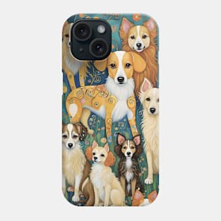 Gustav Klimt's Colorful Canine Reverie: Whimsical Dog Illustration Phone Case