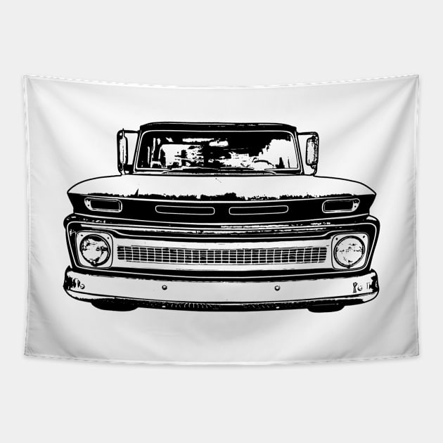 1966 Chevy C10 Sketch Art Tapestry by DemangDesign