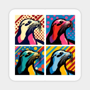 Pop Sea Lion Art - Trendy Marine Life Magnet